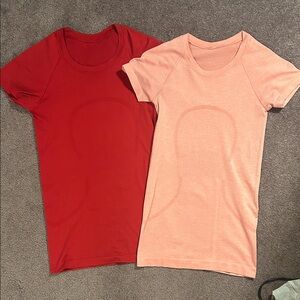 lululemon athletica Red and Pink Short Sleeve Tees